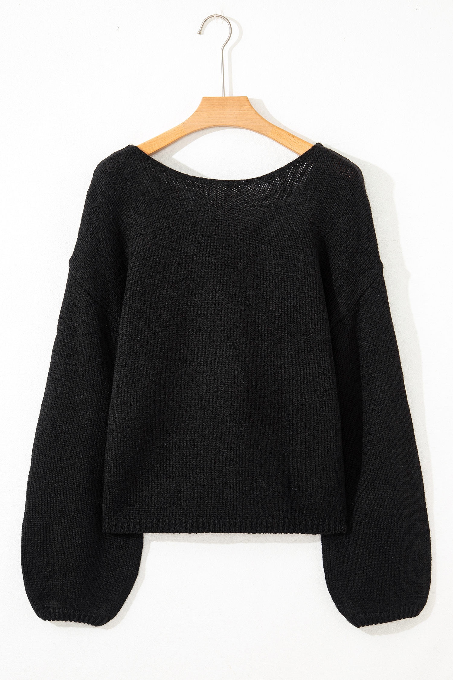 Bonbon Festive Bow Backless Bubble Sleeve Sweater