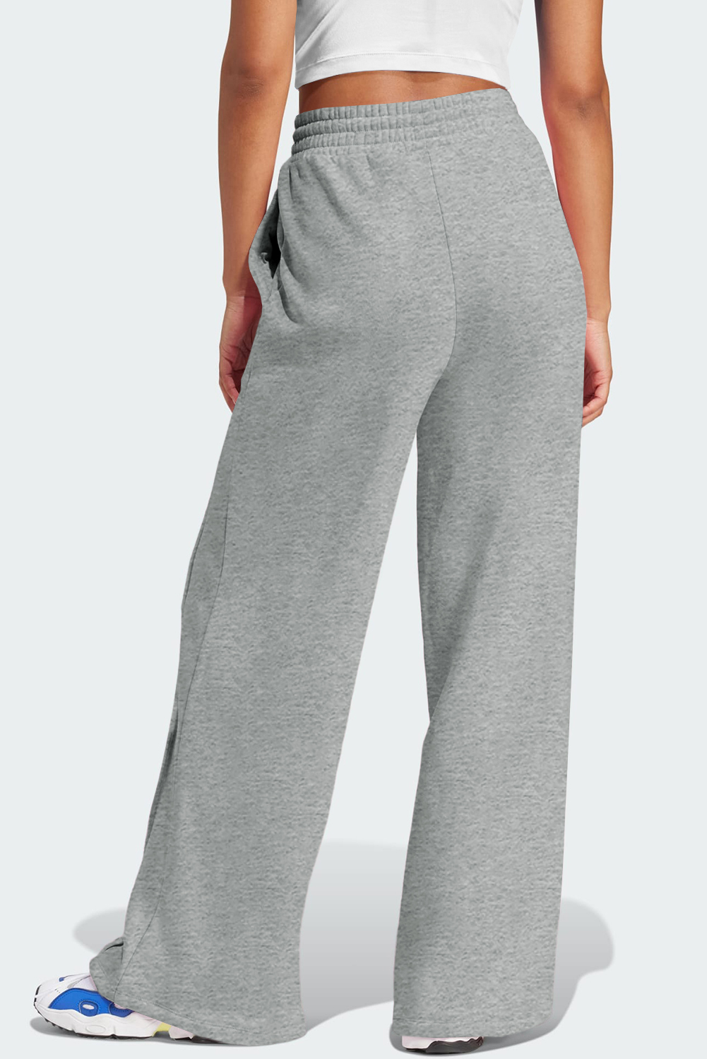 Black Seamed Drawstring High Waist Wide Leg Sweatpants