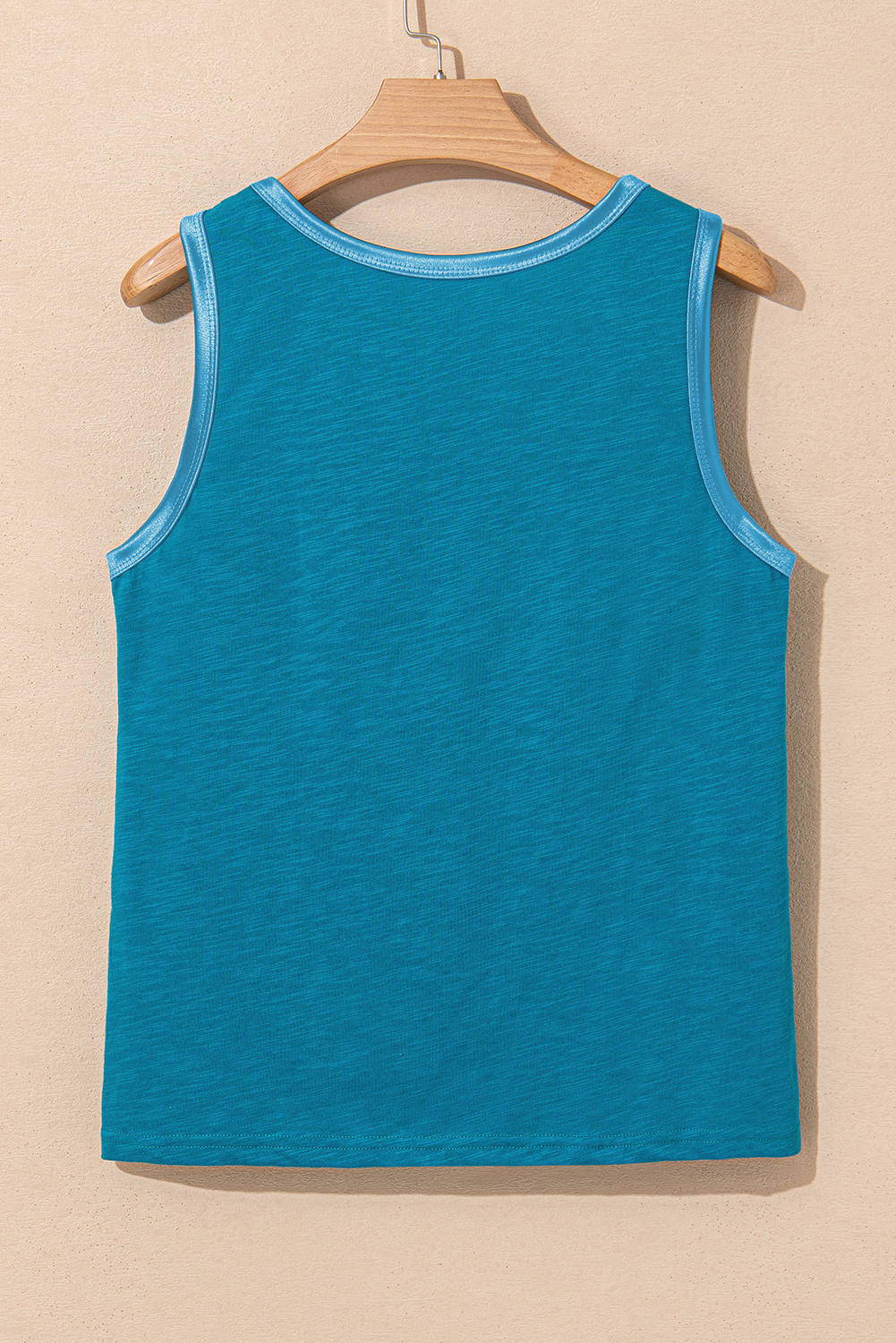 Tan Metallic Sheen Edge Scoop Neck Tank Top