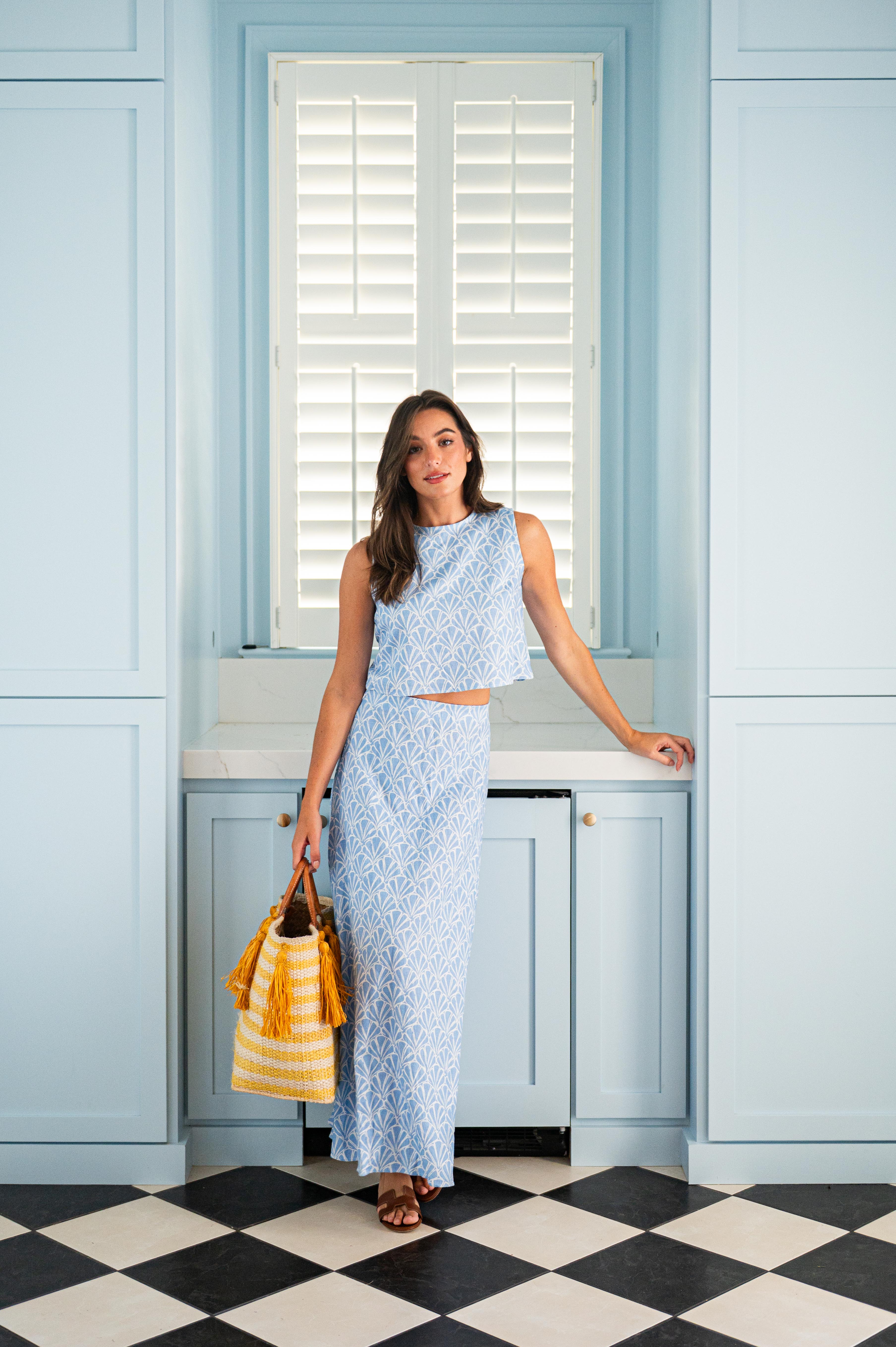 Seashell Print Maxi Skirt Set - luftunsa