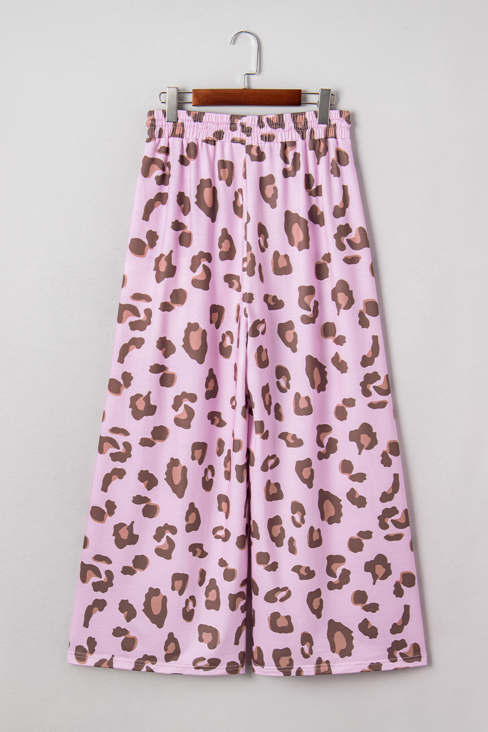 Beige Drawstring Leopard Print Patch Pocket Loose Pants