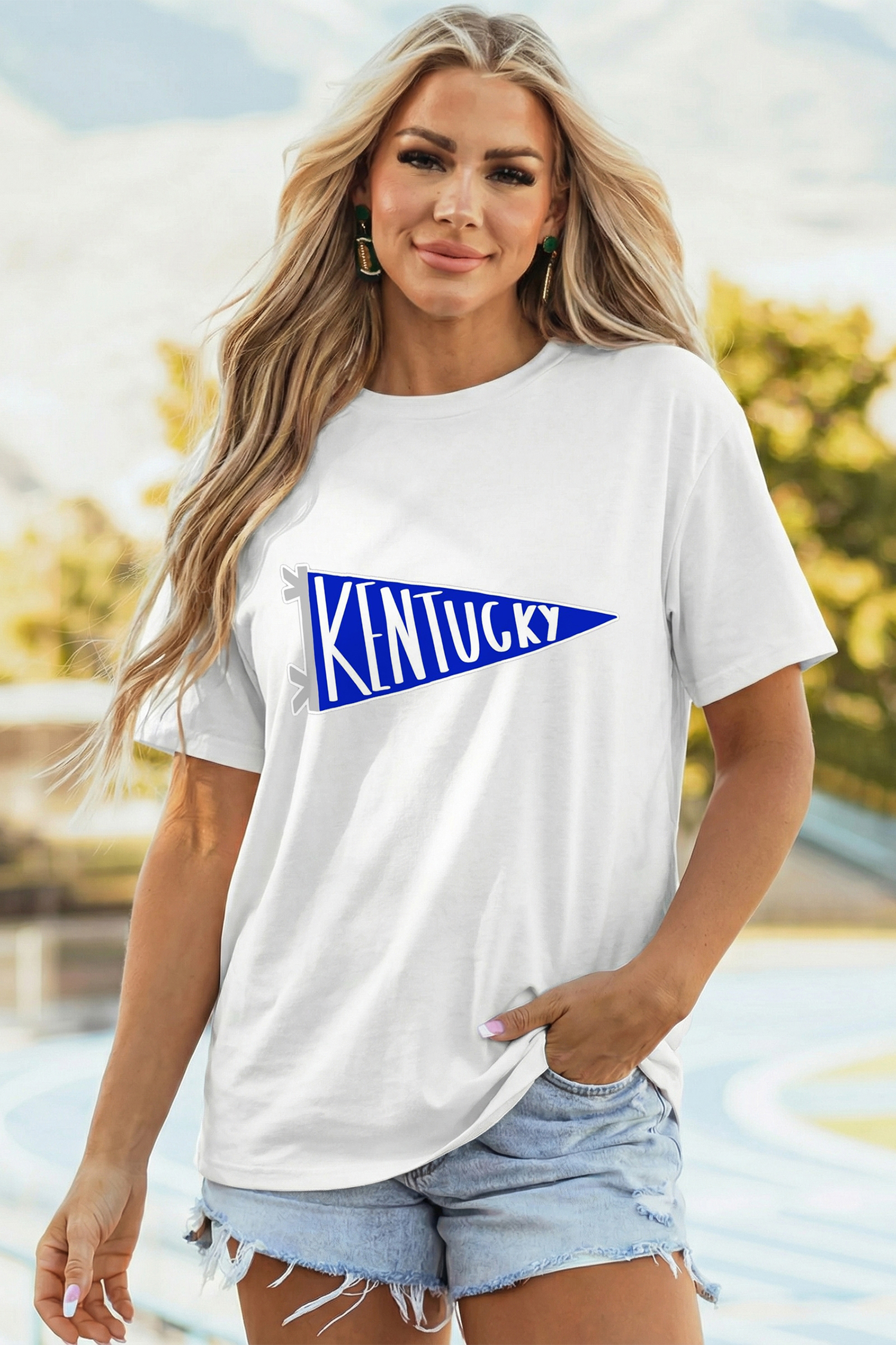 Green Camouflage KENTUCKY Crew Neck Summer Top
