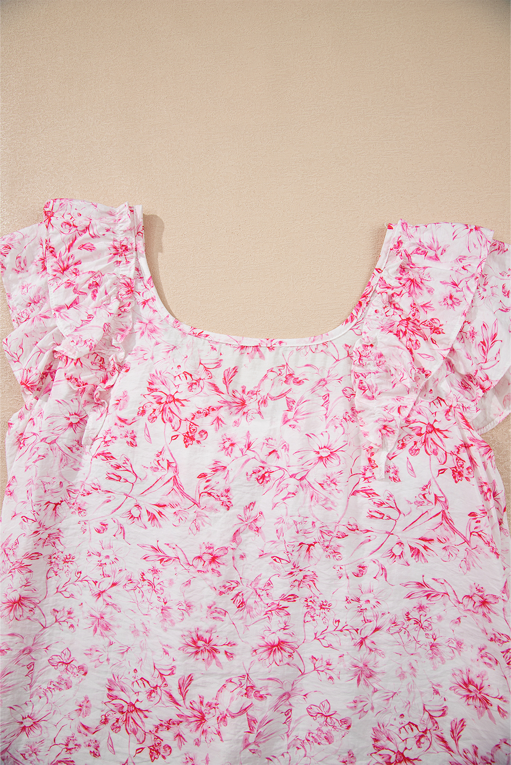 Beau Blue Textured Bow Knot Frilled Butterfly Sleeve Blouse