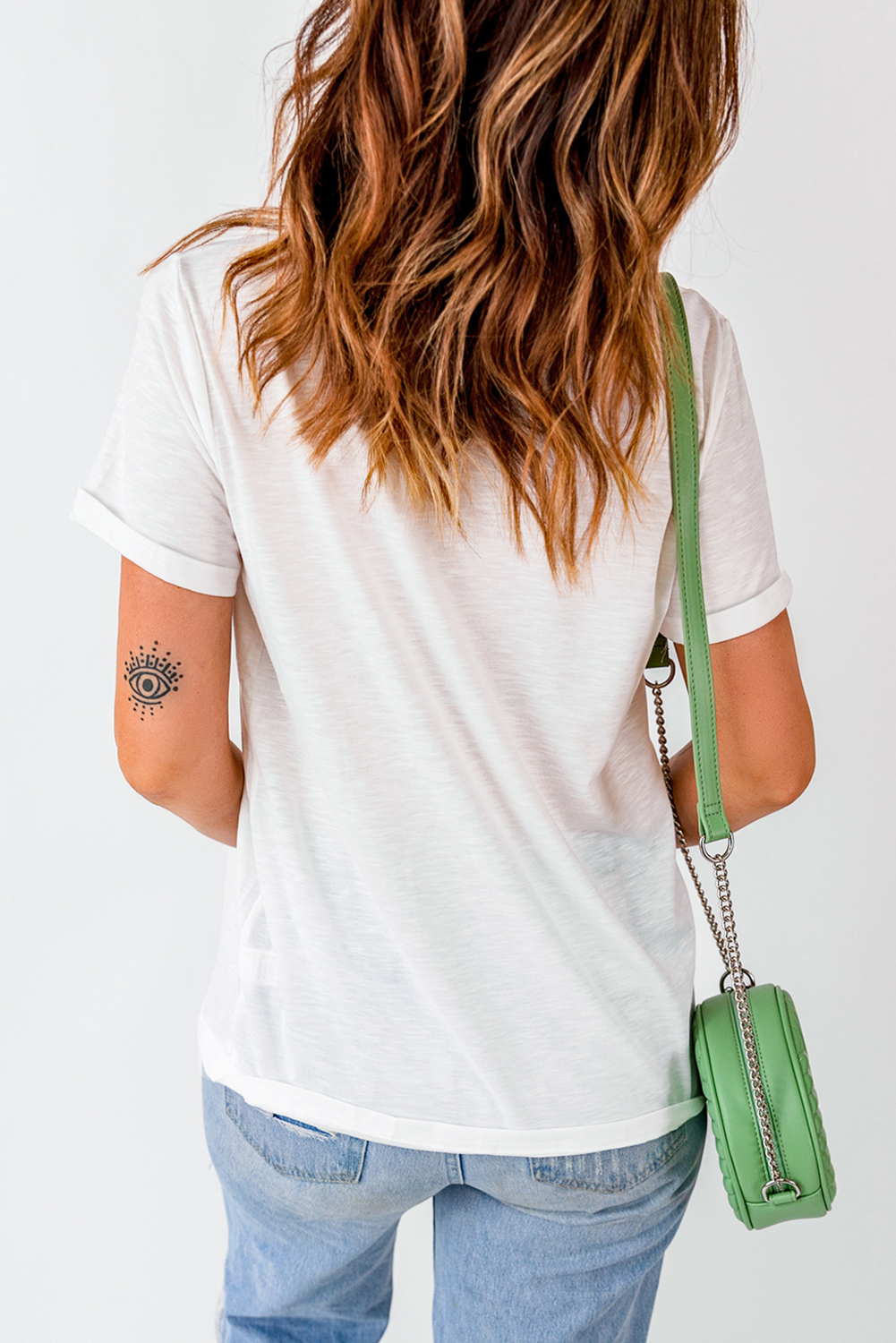 White usa Bow Letter Graphic Independence Day Fashion Tee