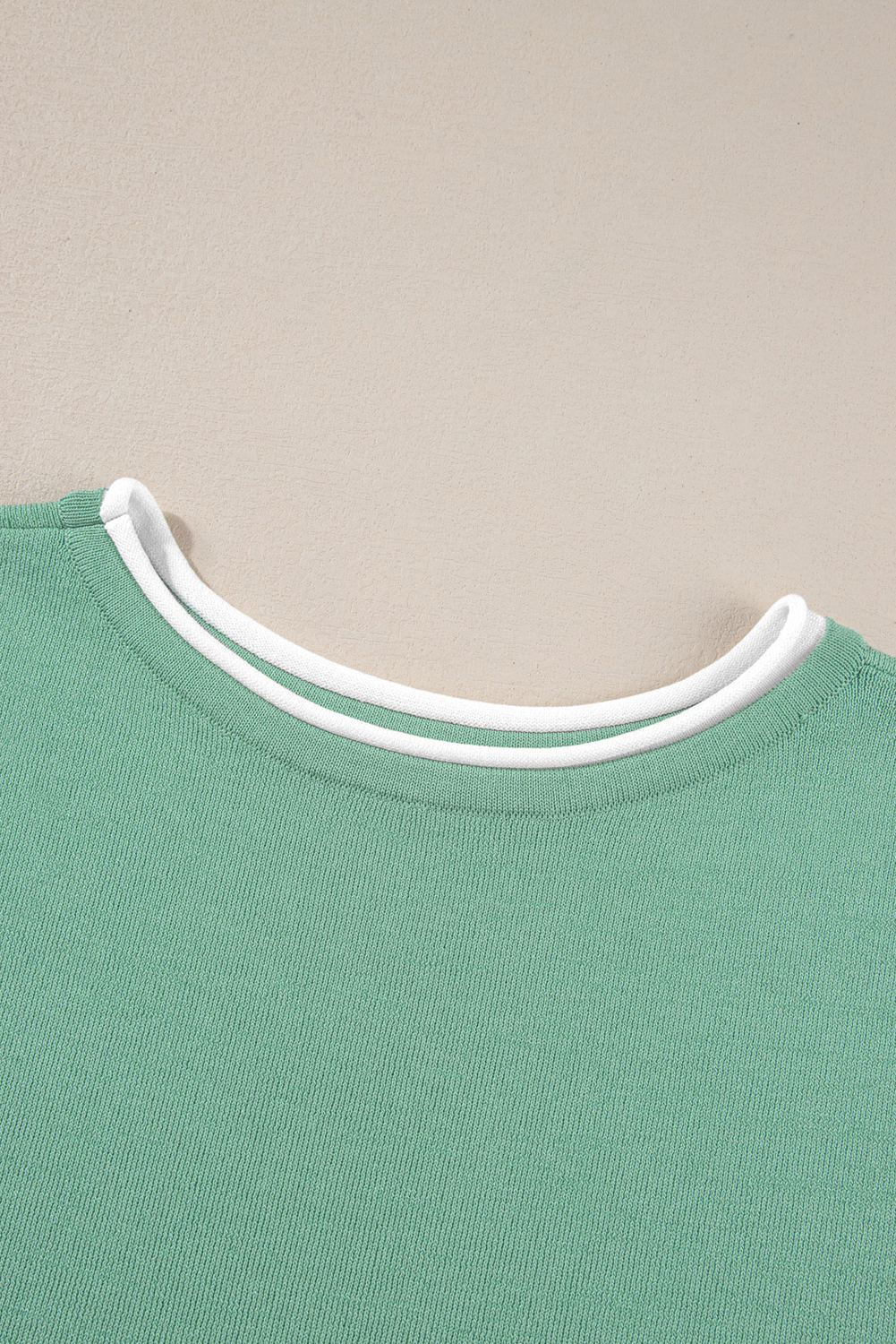 Blackish Green Contrast Trim Half Sleeve Top Drawstring Pants Loose 2pcs Sweater Suit