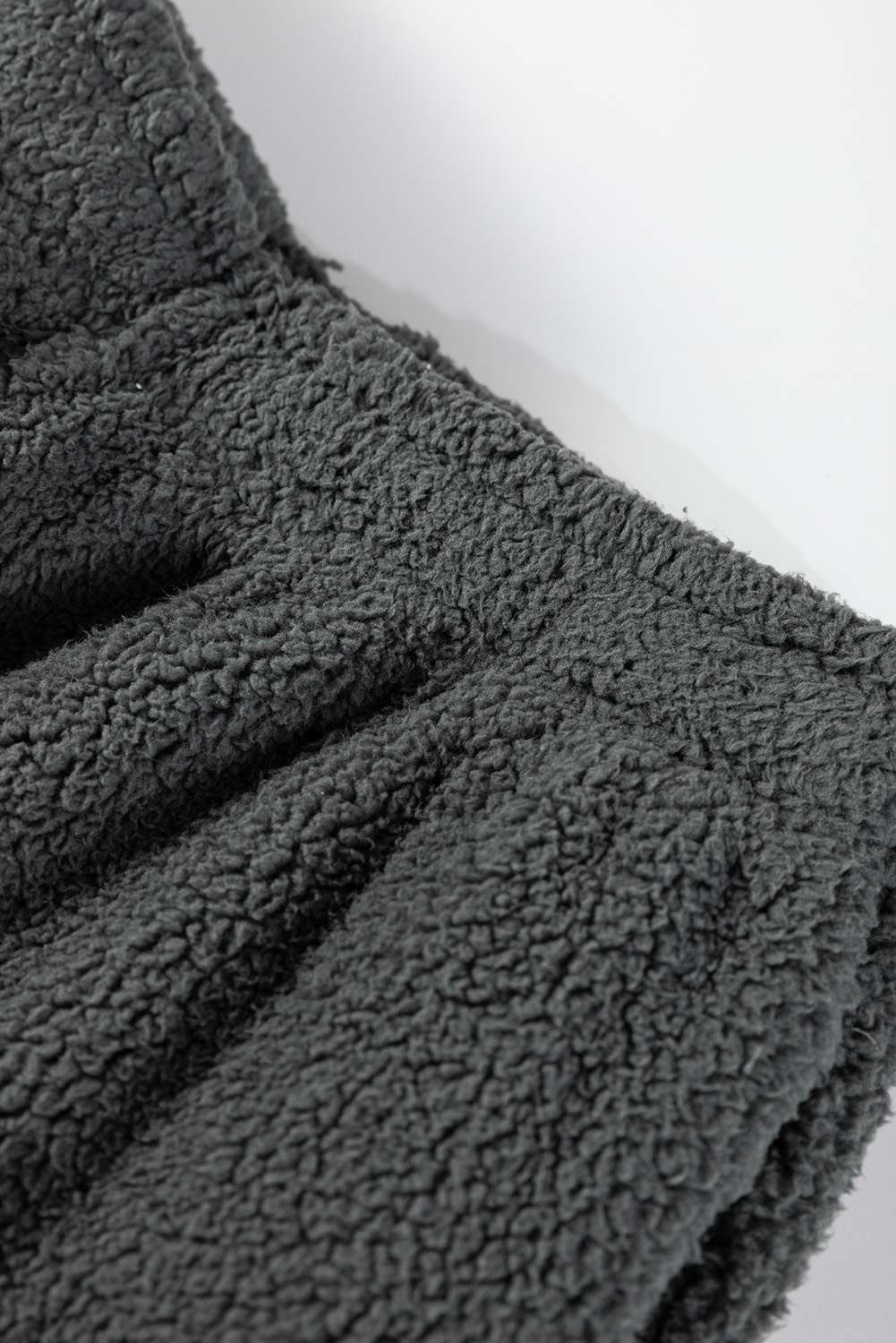 Medium Grey Fuzzy Drawstring Hoodie Lounge Pants 2pcs Set