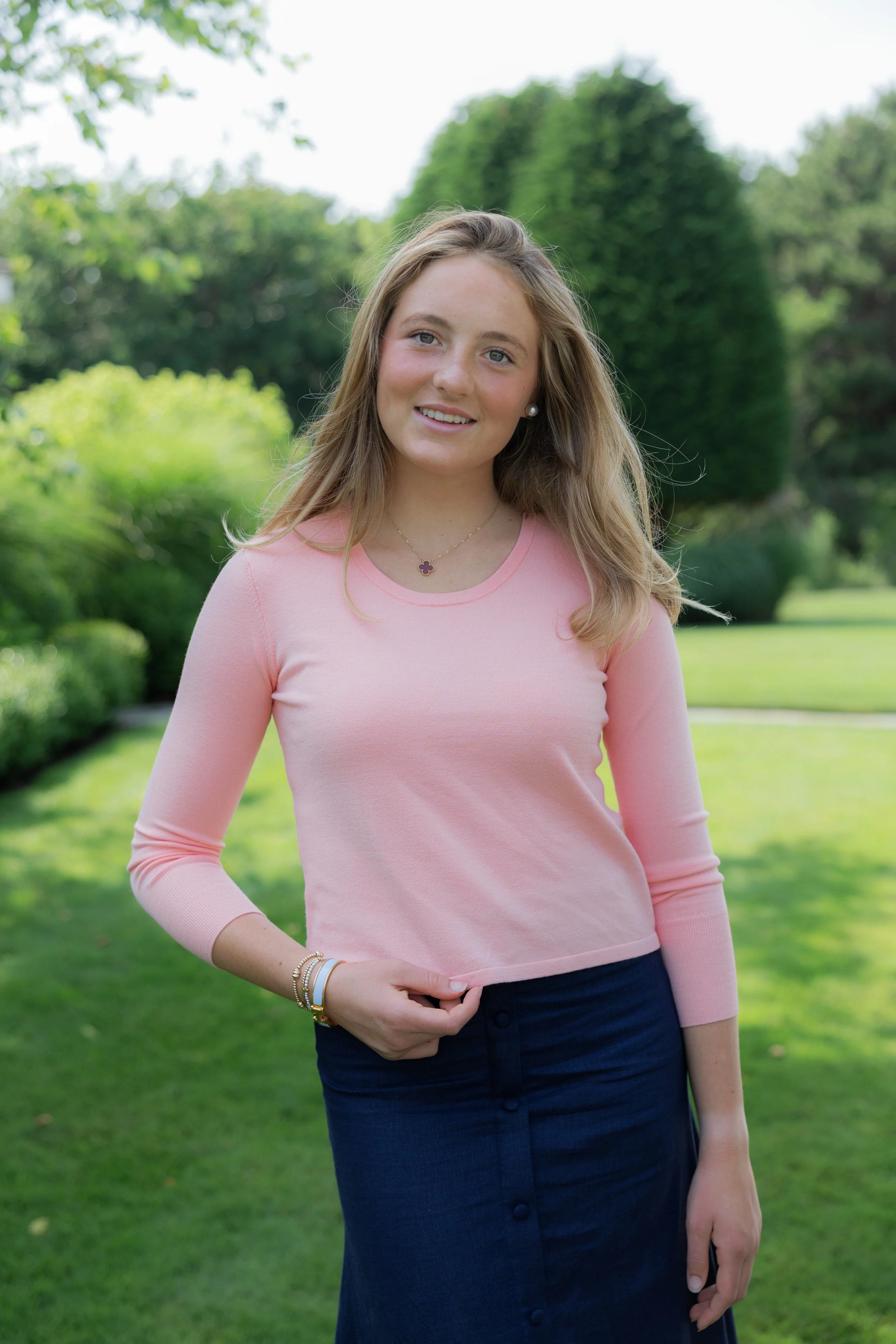 Soft Pink Long Sleeve Basic Knit - luftunsa