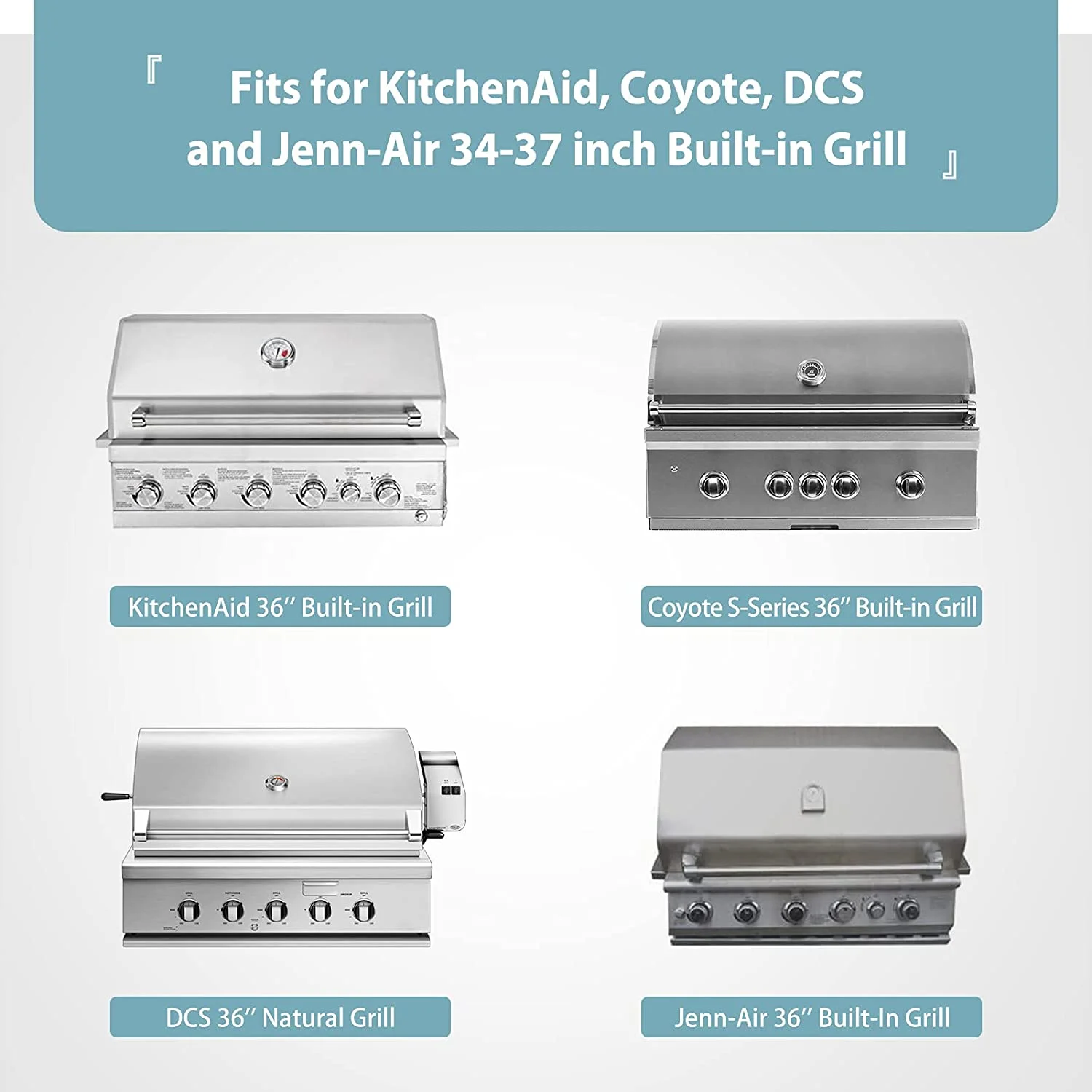 37'' Built-in Grill Cover for Coyote, DCS, Jenn-Air, KitchenAid, and Lynx, Waterproof & Windproof Island Grill Top Cover, 38