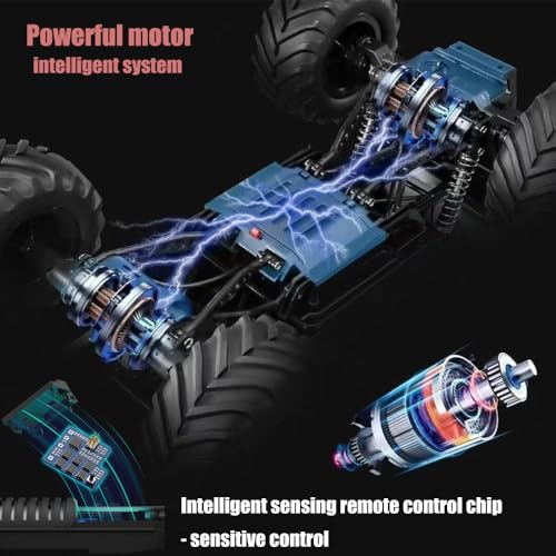 Big Remote Control Car Electric Pickup Truck High Speed RC Cars Alloy Body 1:12 Metal Car 2.4 GHz 25KPH -4WD All Terrain RTR Aluminum Shock Climbing 25° Angles Sound&Light Effect Truck 4.4LB 20IN