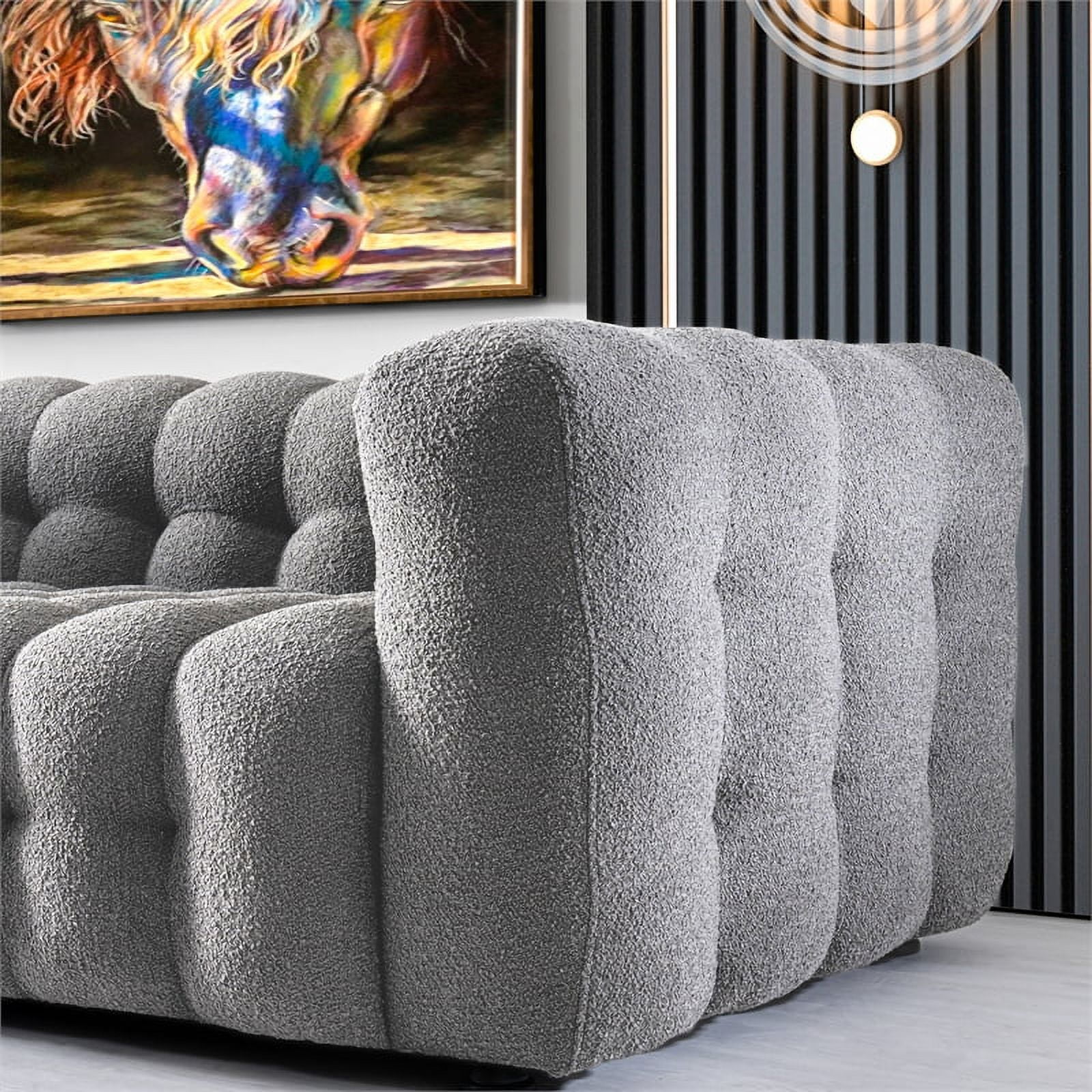 Marsi Luxry Modern Chesterfield Gray French Boucle Fabric Couch