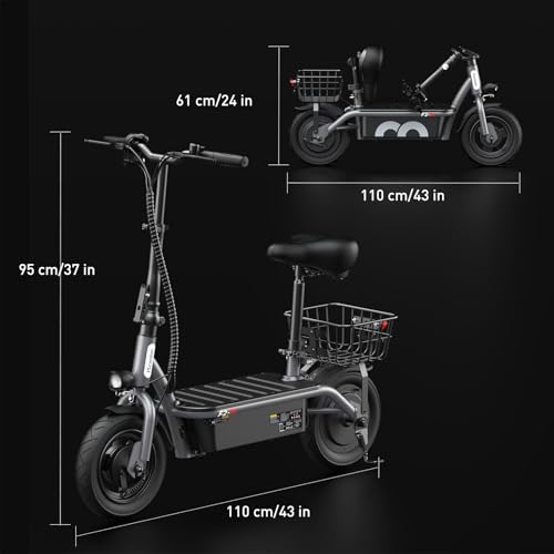 iScooter Electric Scooter with Seat, 37/21 Miles Long Range & 28/19/15.6 MPH Top Speed, 14