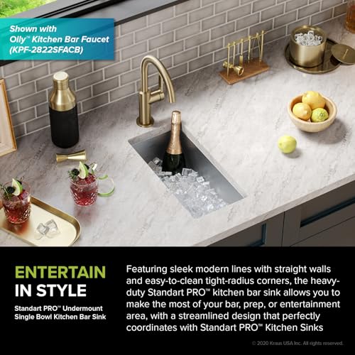 Kraus KHU101-24L Standart PRO 24-inch Undermount 16 Gauge Single Bowl Laundry and Utility Sink, 24 Inch, Tight Radius