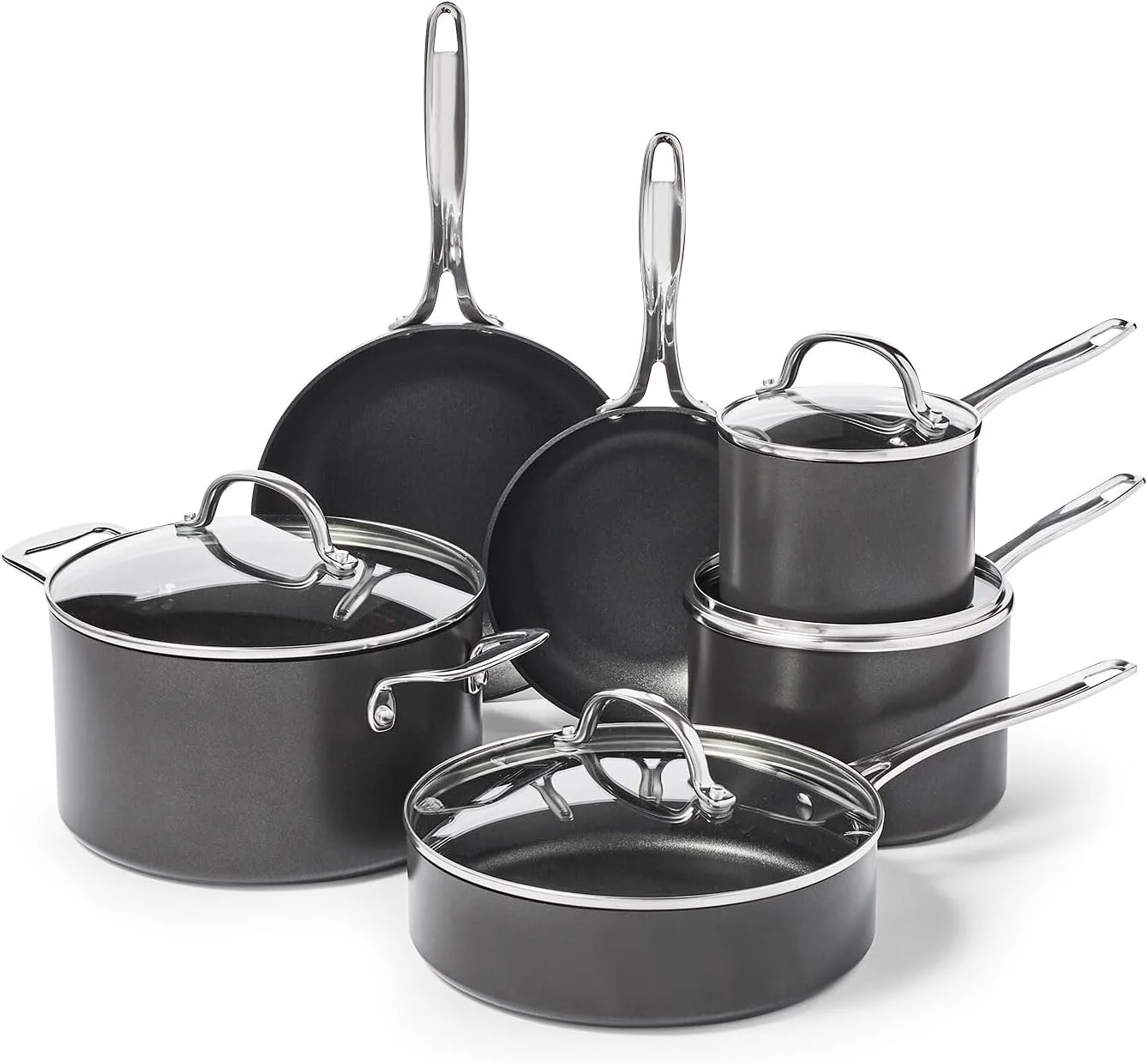 Signature Hard Anodized Nonstick 10-Piece Cookware Set, Black