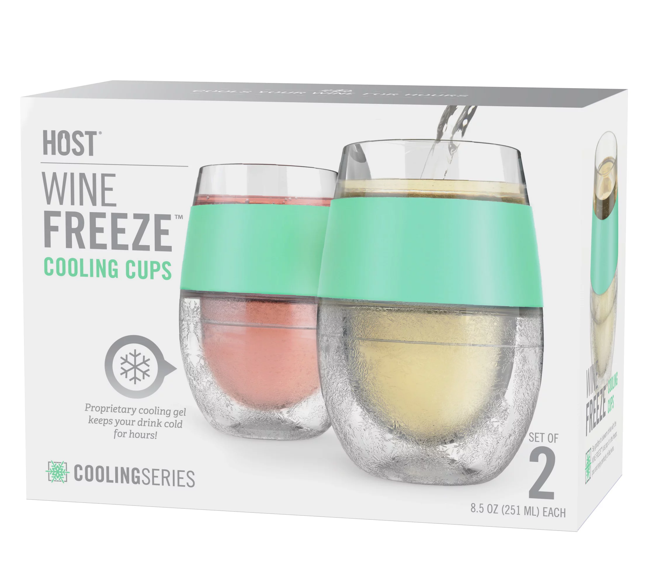 Host Wine Freeze Cup - Plastic Double Wall Insulated Freezable Tumbler, Mint