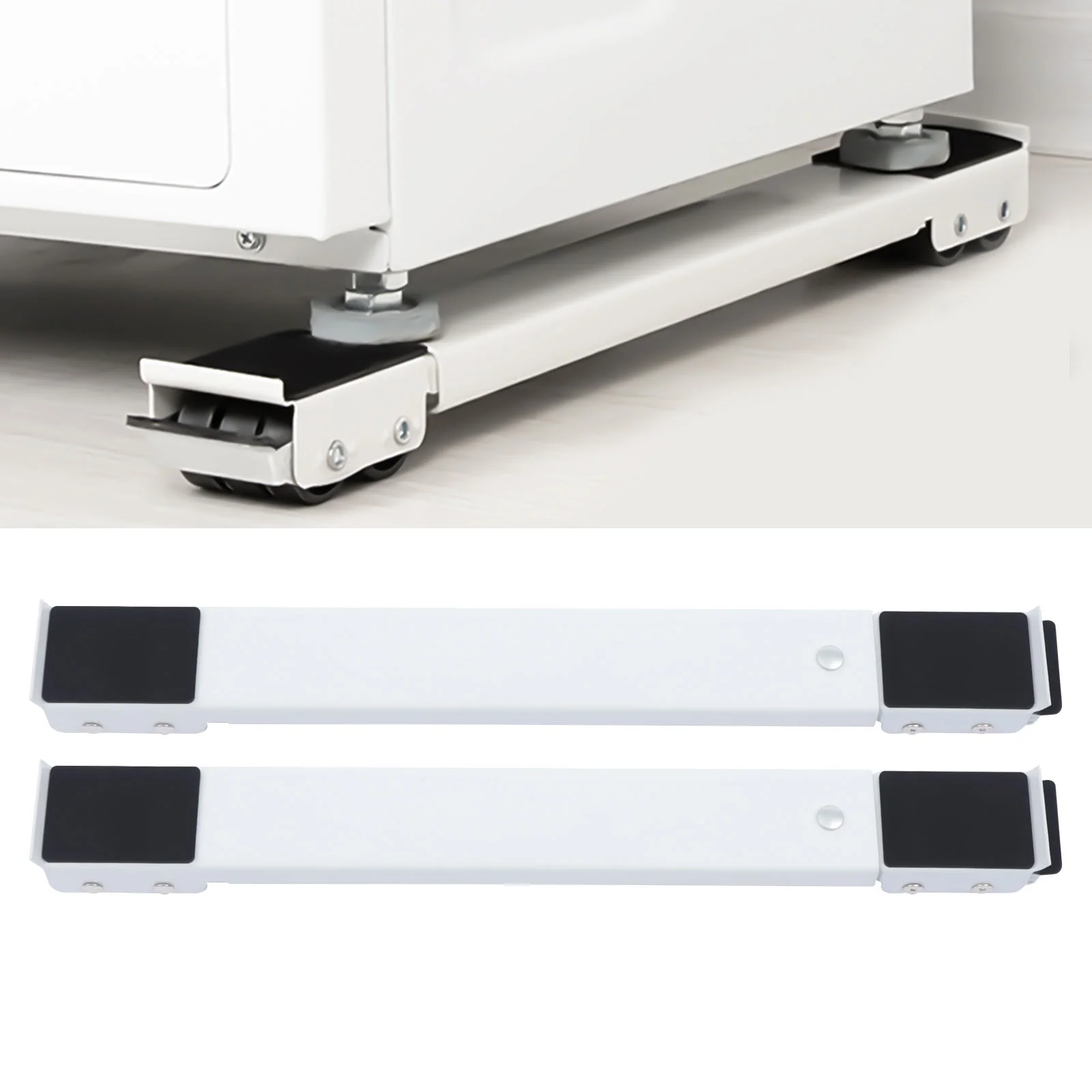 Non-slip Mobile Base Bracket for Washing Machine, Adjustable Mini Fridge Stand Extendable Appliance Rollers Furniture Dolly with Wheels
