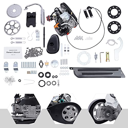 100cc Bicycle Engine Kit, 2 Stroke Bike Motor Kit Petrol Gas Motor Conversion Kit Air-Cooling Motorized Bicycle Kit Super Fuel-efficient Modified Full Set / 4 Stroke