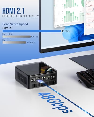 GMKtec M5 Plus Mini PC, AMD Ryzen 7 5825U (Upgraded 7430U/ 5700U), 16GB RAM&512GB PCIe3.0 SSD Desktop Computer with Dual 2.5G LAN, BT 5.2, WiFi 6E, Triple Display/Home & Office