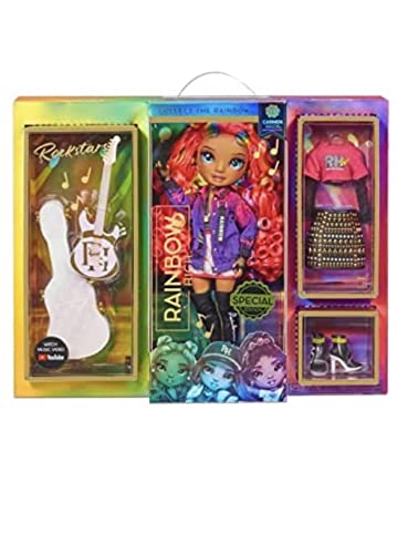 Rainbow High Rockstar Fashion Doll 2 Complete Outfits & Rockband Essentials, Carmen Major Only