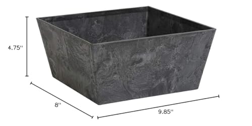 Novelty Ella Low Square Planter, 12-Inch, Black