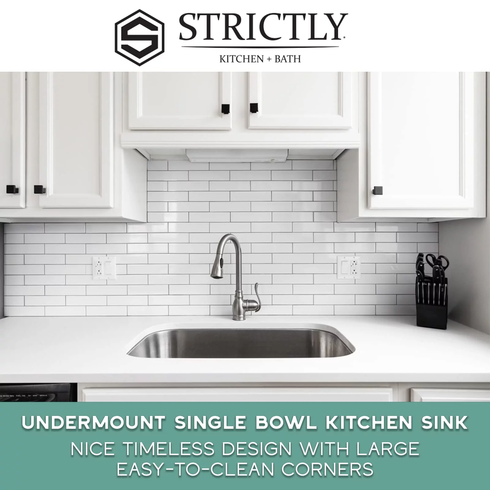 Strictly Sinks 29 Inch Undermount Kitchen Sink-Single Bowl Kitchen Sinks-18 Gauge Kitchen Sink-Ideal Sink for Kitchen with Single Disposal Flange (with Stopper), Bottom Grid & Roll Up Dish Drying Rack