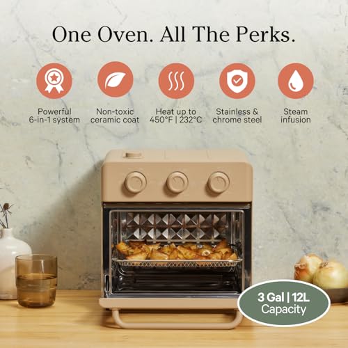 Our Place Wonder Oven | 6-in-1 Air Fryer & Toaster Oven with Steam Infusion | Compact, Countertop Friendly, Fast Preheat, Multifunctional | Air Fry, Toast, Roast, Bake, Reheat & Broil | Char