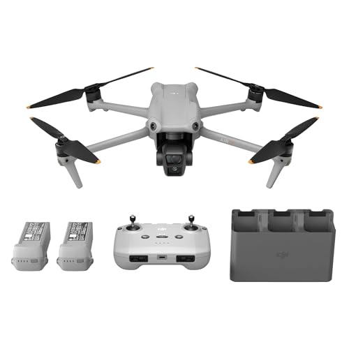 DJI Air 3 (DJI RC-N2), Drone with Medium Tele & Wide-Angle Dual Primary Cameras, 46-Min Max Flight Time, Omnidirectional Obstacle Sensing, 48MP Photos, 4K/60fps HDR, Compliance with FAA Remote ID