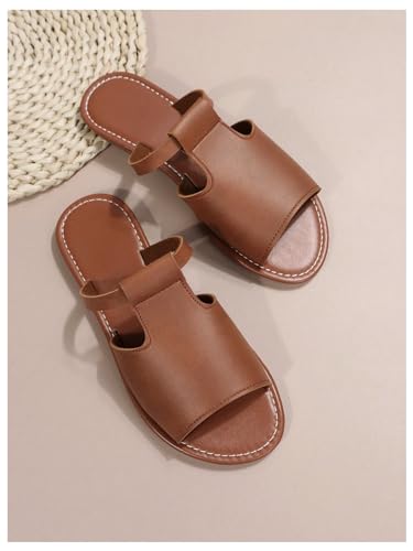 Verdusa Women's Cut Out Slide Sandals Open Toe Summer Flat Sandals Outdoor Shoes