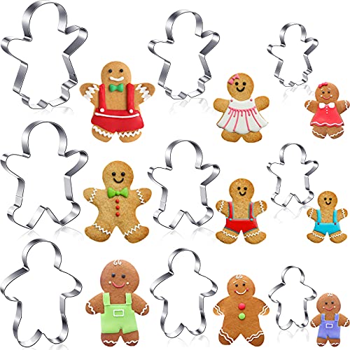 CHENGU 9 Pcs Gingerbread Man Cookie Cutters Christmas Gingerbread Boy and Girl Cookie Cutter Molds Set Funny Cute Stainless Steel Cookie Cutter Shapes, Like a Family, for Biscuits Baking Halloween