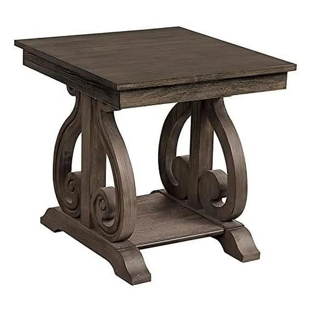 Toulon Wood End Table In Distressed Dark Oak