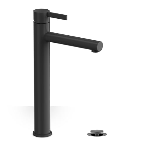 Phiestina Brushed Gold One Hole High Bathroom Vessel Sink Faucet, Single Hole Single Handle Tall Bathroom Faucet, with Pop Up Drain and Water Supply Line,FH01-BG-V