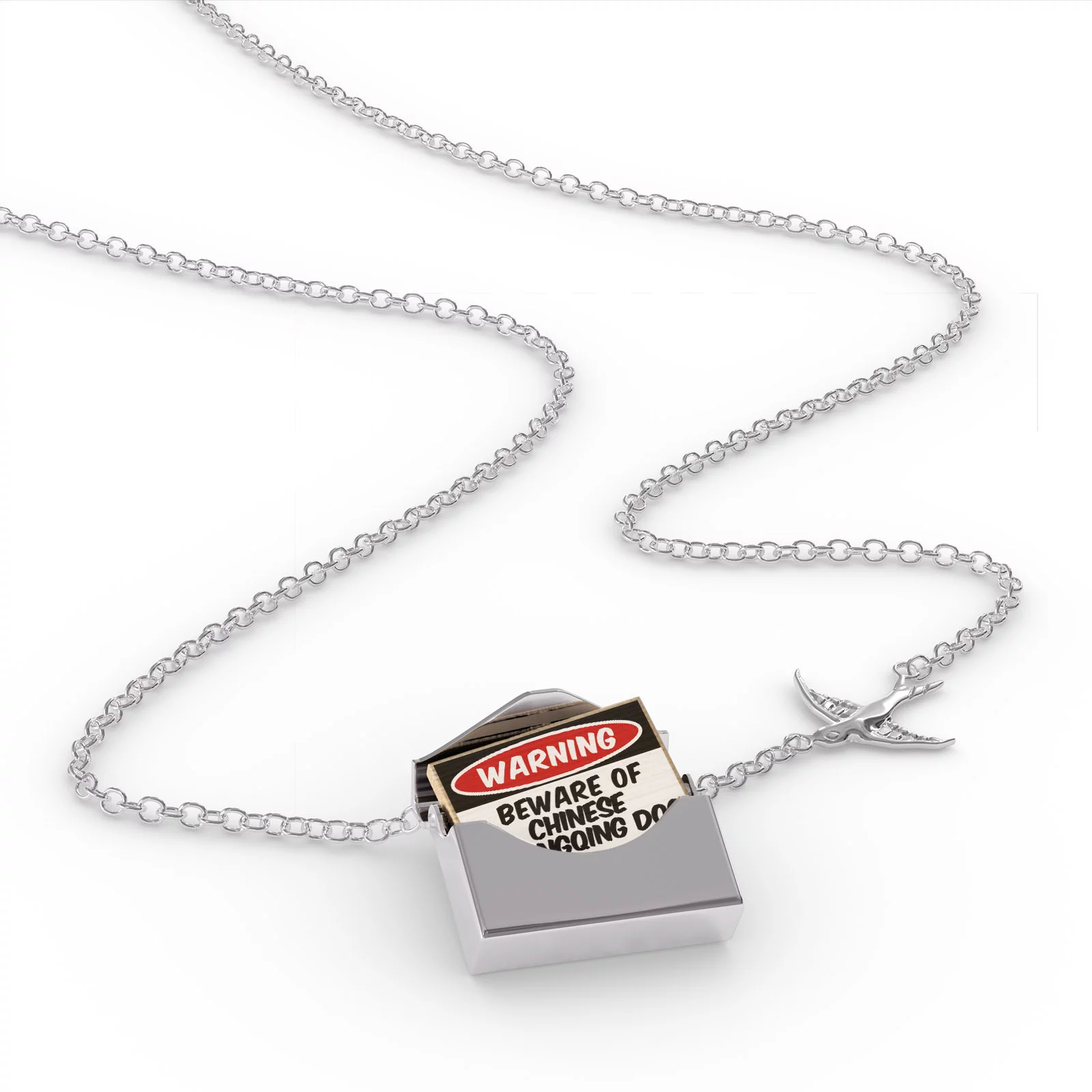Locket Necklace Beware of the Chinese Chongqing Dog from China in a silver Envelope Neonblond