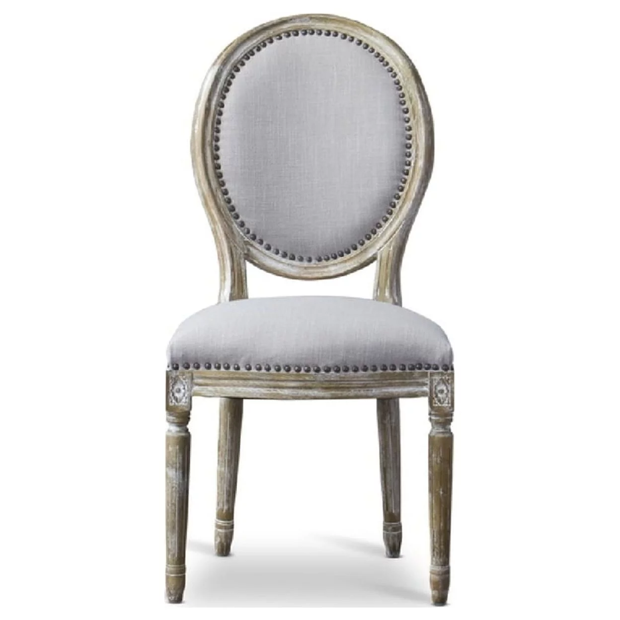 Baxton Studio Clairette Wood Traditional French Accent Chair-Round