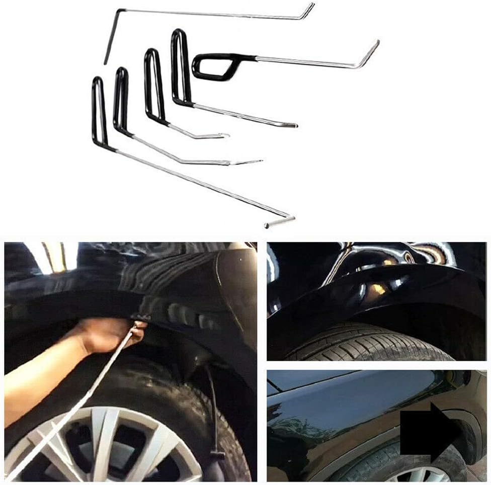 ihreesy Paintless Dent Repair Rod Tool Kit,6PCS Car Paintless Dent Removal Repair Rods Tool Hail Removal Dent Puller Tool Paintless Dent Repair