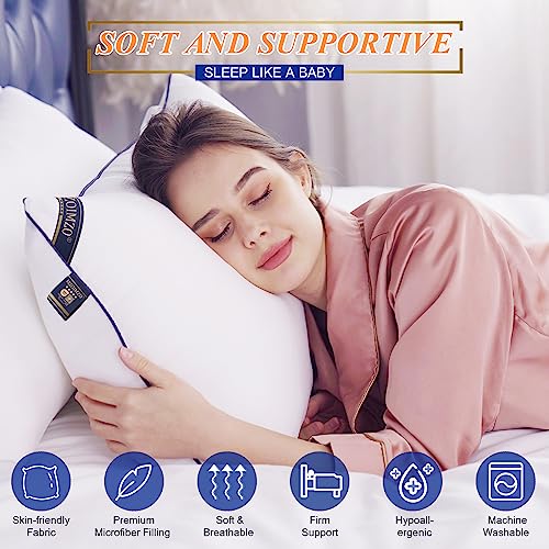 MZOIMZO Supportive Firm Bed Pillows for Sleeping- King Size, Set of 2, Cooling Hotel Quality with Premium Soft Down Alternative Fill for Back, Stomach or Side Sleepers, 20''x34''