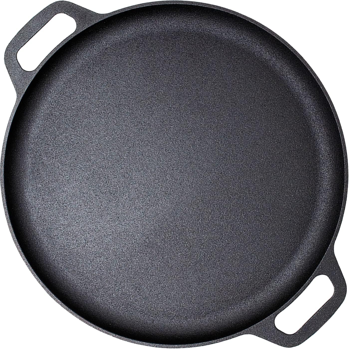 Backcountry Iron 13.5 Inch Cast Iron Pizza Pan with Loop Handles Pre-Seasoned