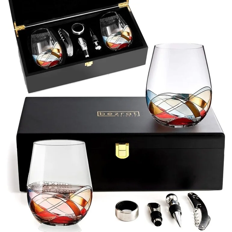 Bezrat Stemless Wine Glasses Gift Set