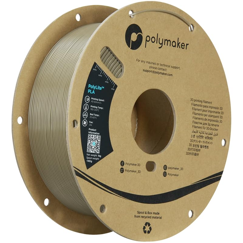 Polymaker PLA Filament, Black 3D Printing PLA Filament 1.75mm 1kg - PolyLite 3D Printer PLA Filament, Dimensional Accuracy +/- 0.03mm, Compatible with Most 3D Printer, Black