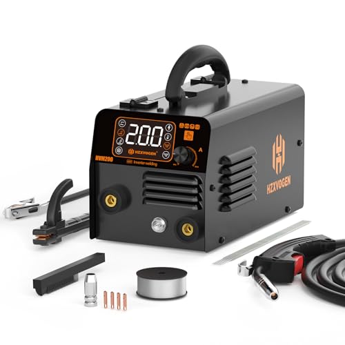 HZXVOGEN 200A MIG Welder 110V Flux Core Welder 3 in 1 Gasless MIG Welder/Lift TIG/Stick Welding Machine Portable IGBT Inverter Automatic Wire Feeding Welder Machine Large LED Display