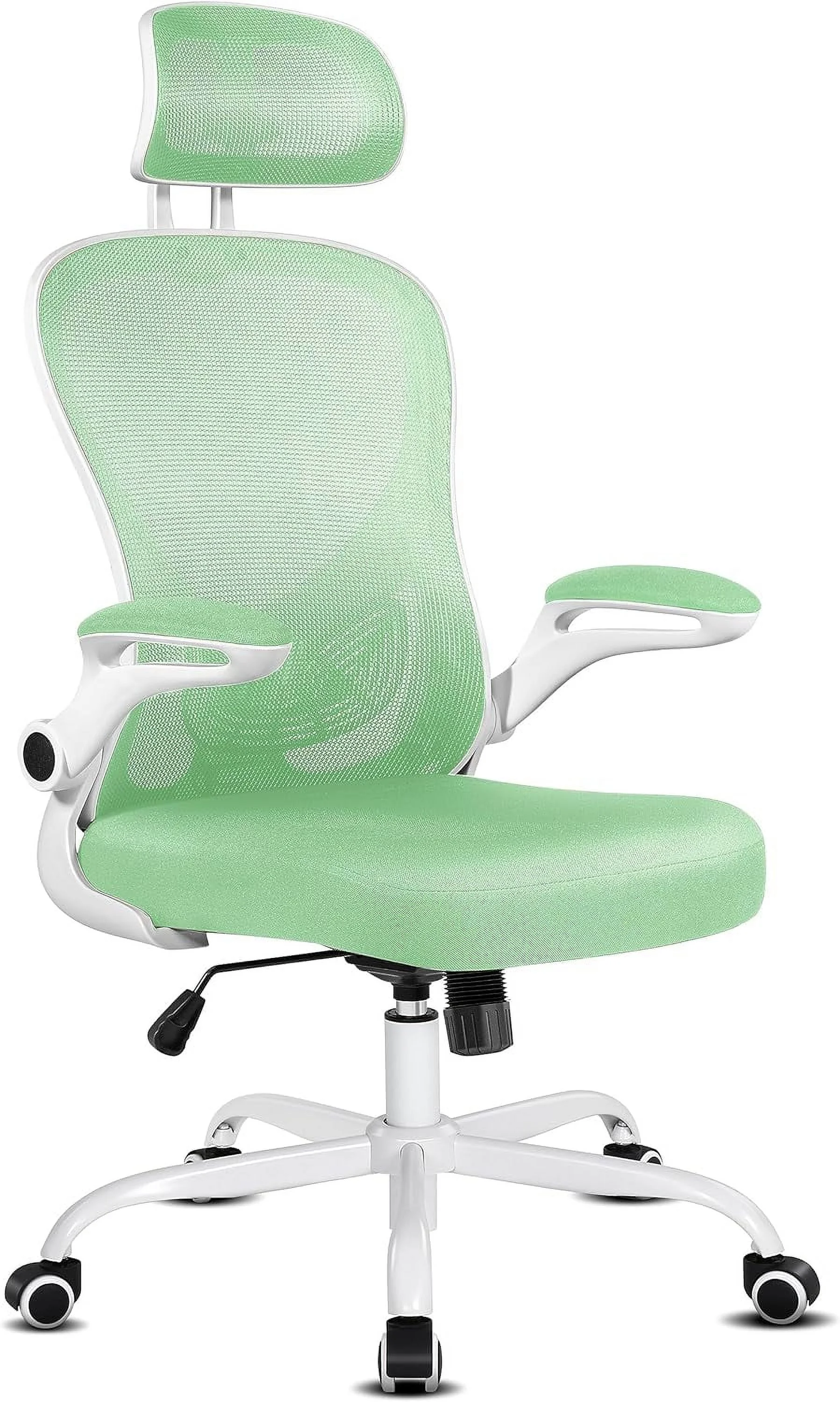 FJU Office Chair, Executive Desk Chair, Executive Chair, Executive Office Chair with Flip Up Armrest, Big and Tall Office Chair with Adjustable Height, Leather Office Chair Ivory White