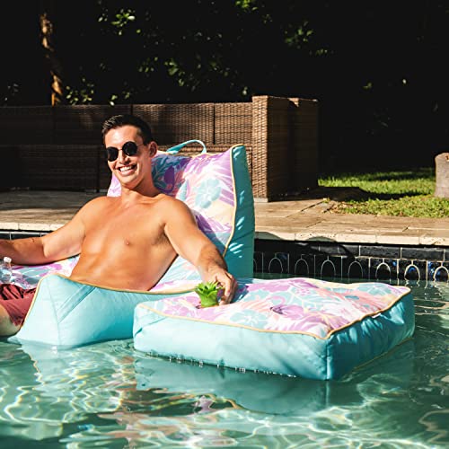 Big Joe Captain's Float No Inflation Needed Pool Lounger, Double Sided Mesh, Quick Draining Fabric