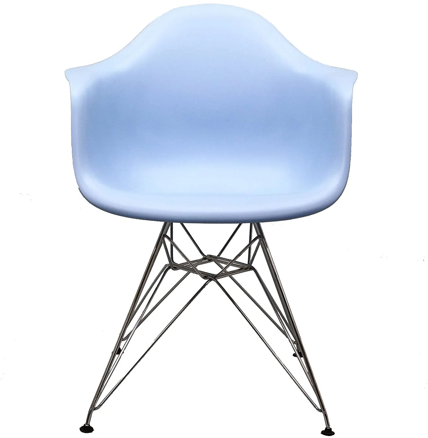 WANHUI Paris Mid-Century Modern Molded Plastic Dining Armchair with Steel Metal Base in Blue