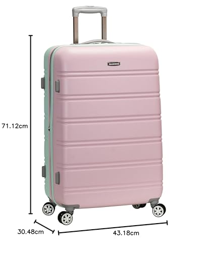 Rockland Melbourne Hardside Expandable Luggage with Spinner Wheels, Blue, Checked Large 28