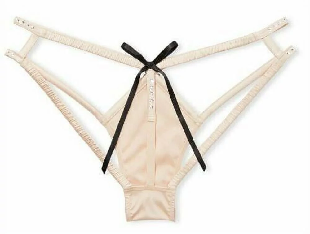 Victoria's Secret Dream Angels Strappy Satin Shine Rhinestones Cheeky Panty Champagne Size Medium New