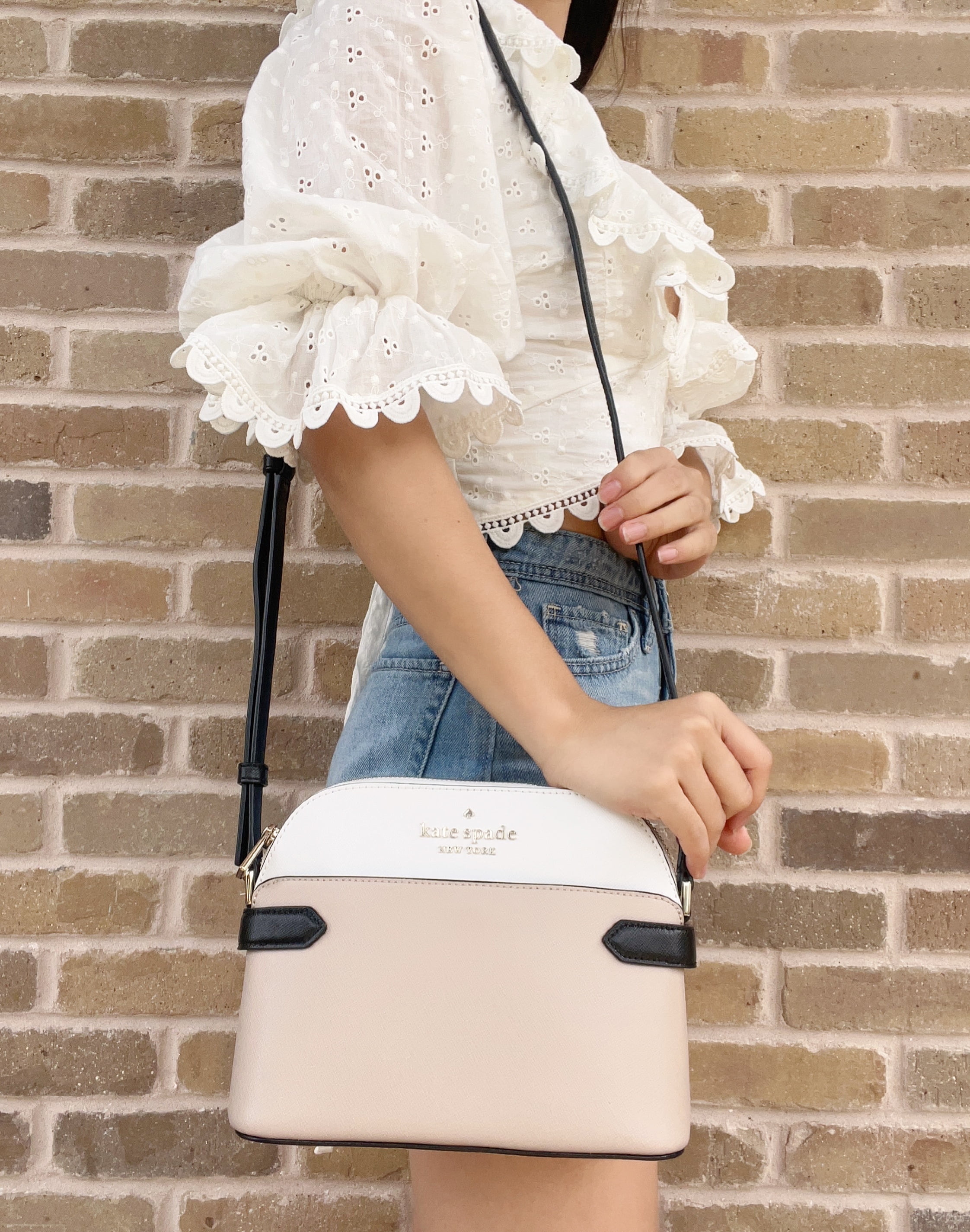 Kate Spade Staci Colorblock Dome Top Zip Crossbody Warm Beige Multi