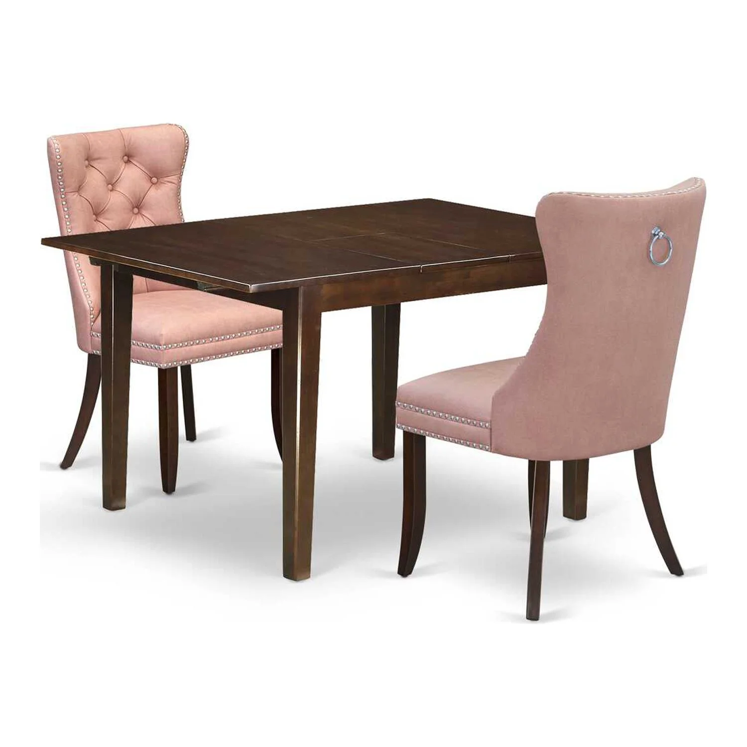 East West Furniture 3 Piece Dining Set Consists of a Rectangle Kitchen Table with Butterfly Leaf