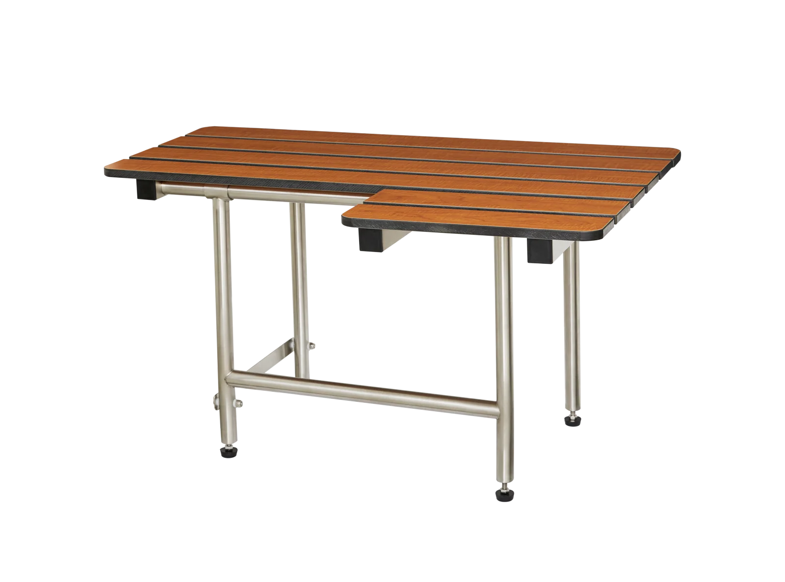 26-inch x 22.5-inch ADA Bariatric Wall Mount Folding Transfer Bench Shower Seat with Legs, Left-Handed, Teak Phenolic Seat