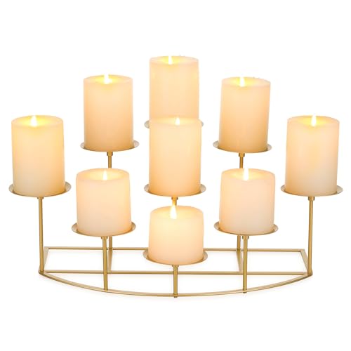 Candelabra Fireplace Candle Holder: Black Metal Pillar Candle Holders for Inside Fireplace Mantle Decor Floor Candelabras Table Centerpiece Large