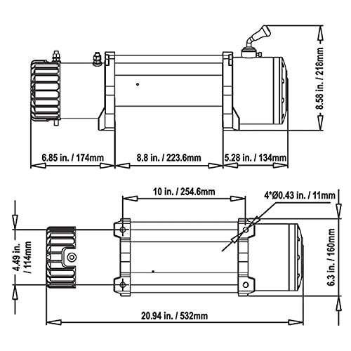 RUGCEL 13500lb Waterproof Electric Red Synthetic Rope Winch with Hawse Fairlead, Wired Handle and 2 Infrared Remote(13500LB RED)