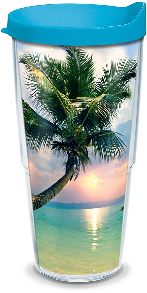 Tervis Sunset in Paradise Made in USA Double Walled  Insulated Tumbler Travel Cup Keeps Drinks Cold & Hot, 24oz, Classic