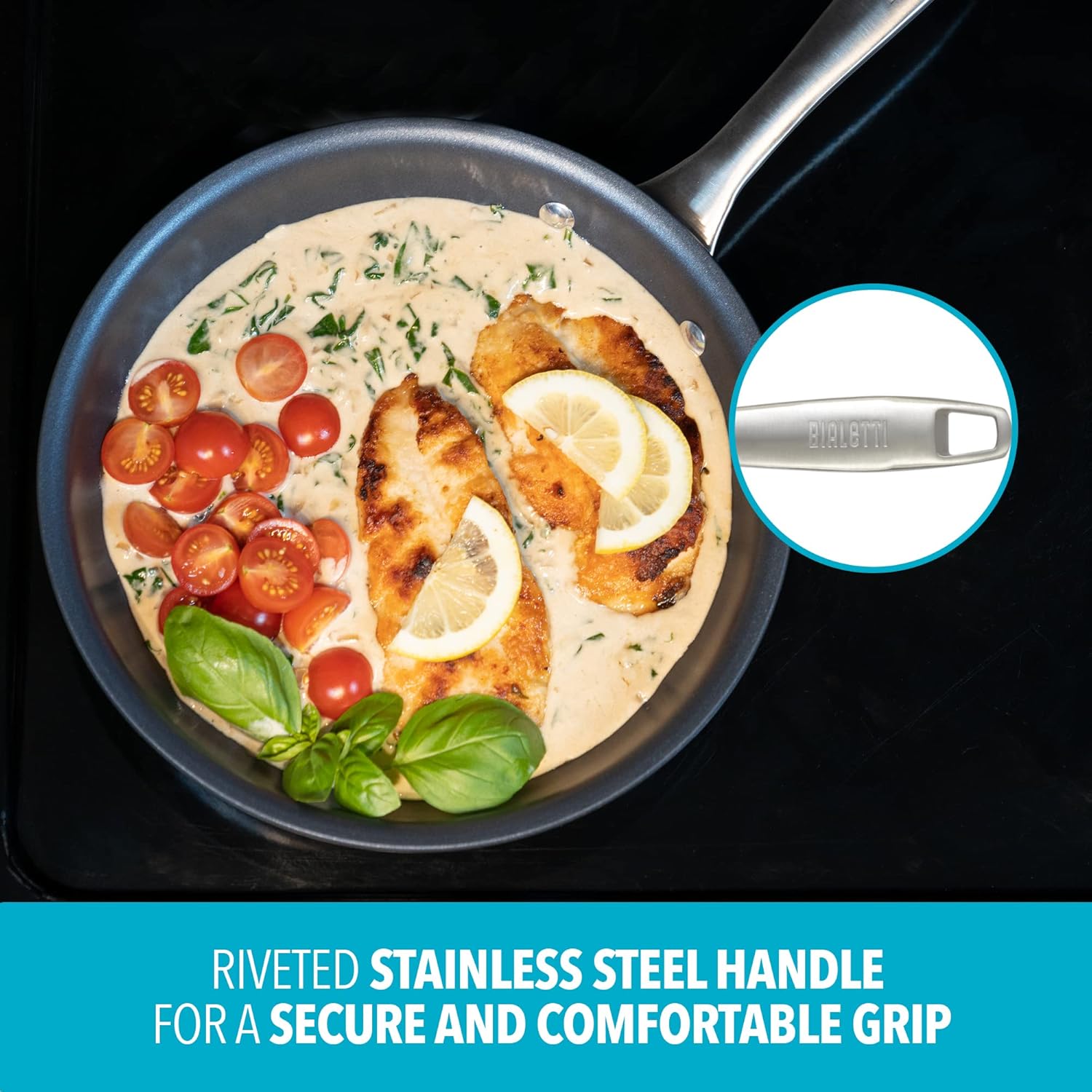 Bialetti Sapphire Hard Anodized Nonstick 10-Piece Oven-Safe Cookware Set, Gray - 10-Piece Set, Hard Anodized Aluminum, Nanotec-Infused Nonstick Surface, Stainless Steel Handles, Versatile, Oven-Safe